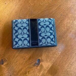 Coach Signature Black and Gray Card Holder